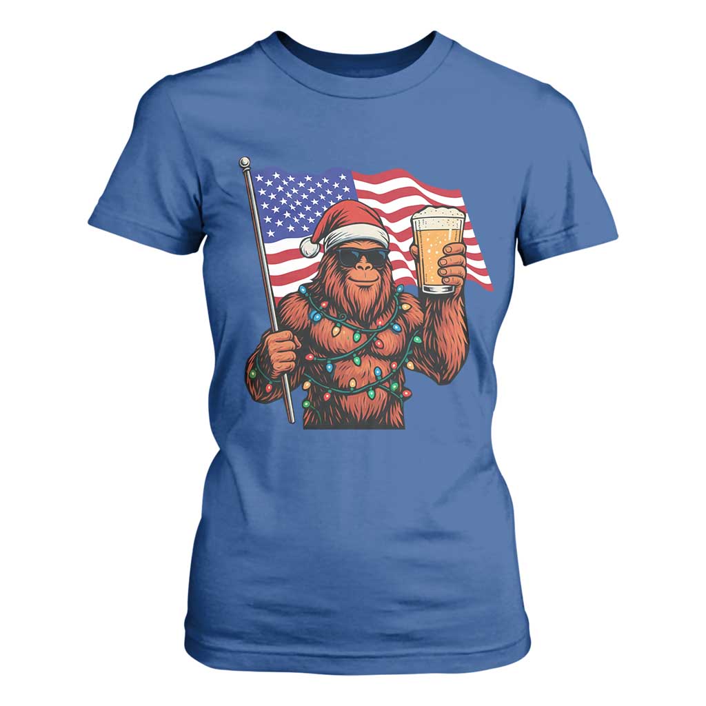 Bigfoot Beer Christmas T Shirt For Women Sasquatch American Flag Patriotic TS14 Royal Blue Print Your Wear