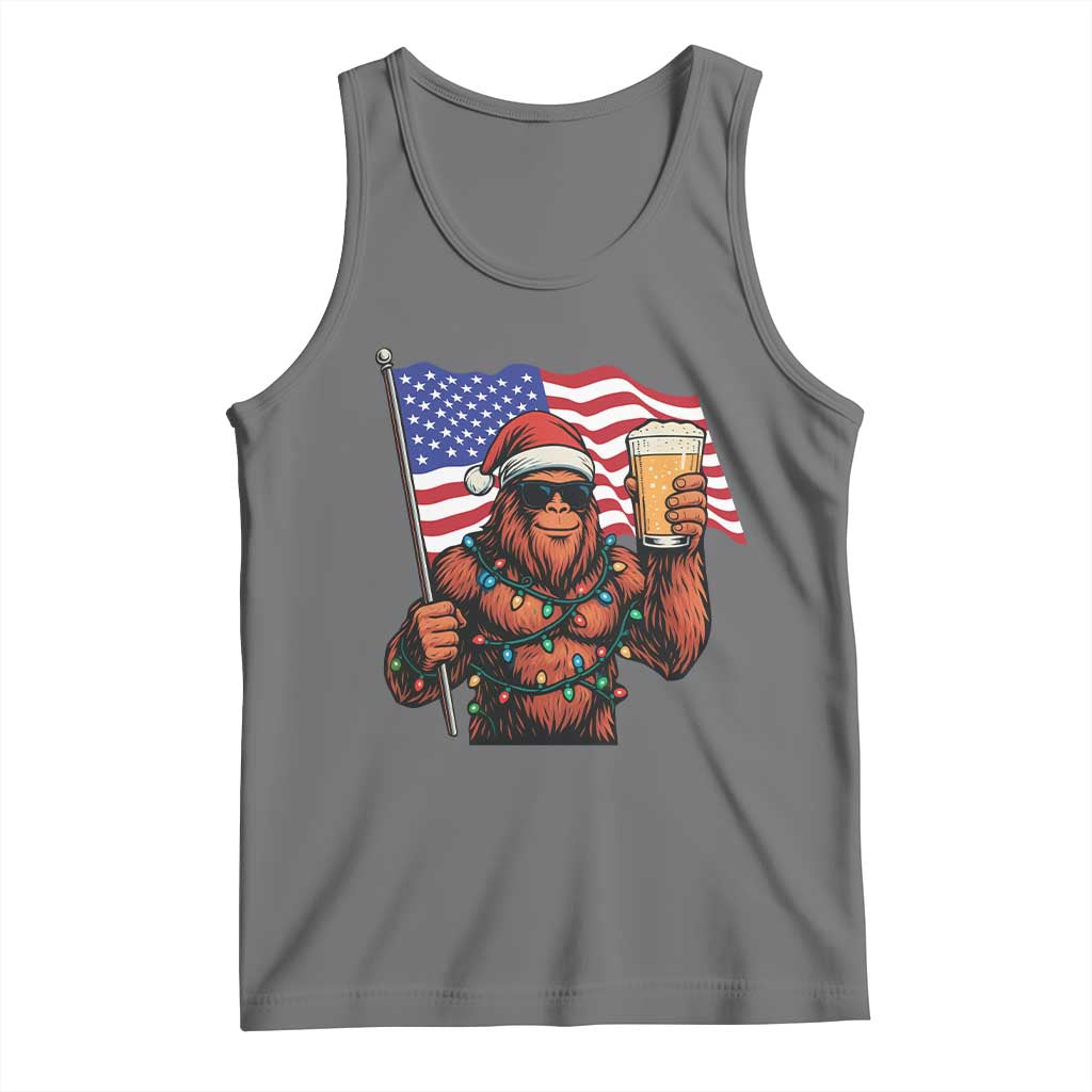 Bigfoot Beer Christmas Tank Top Sasquatch American Flag Patriotic TS14 Black Heather Print Your Wear