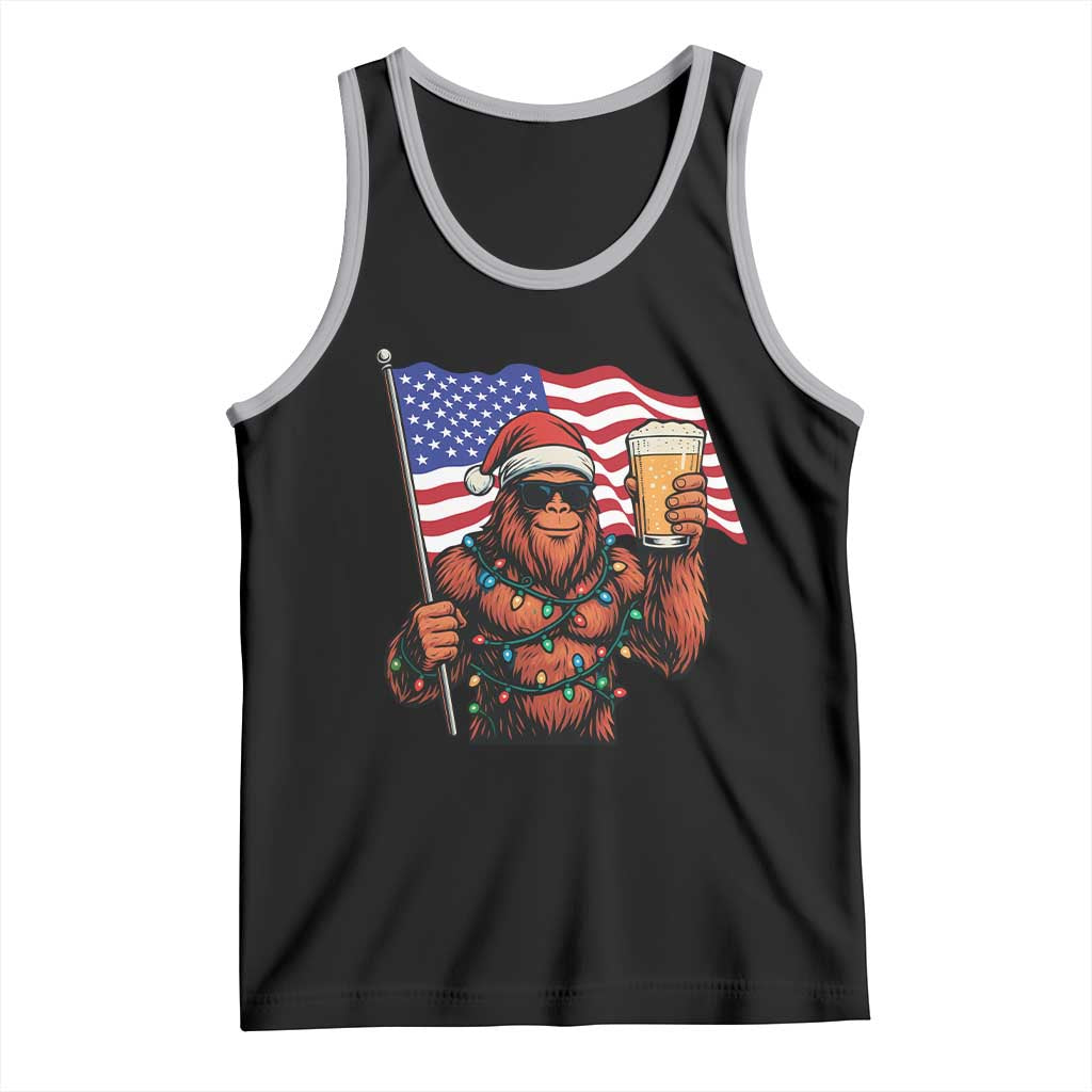 Bigfoot Beer Christmas Tank Top Sasquatch American Flag Patriotic TS14 Black Athletic Heather Print Your Wear