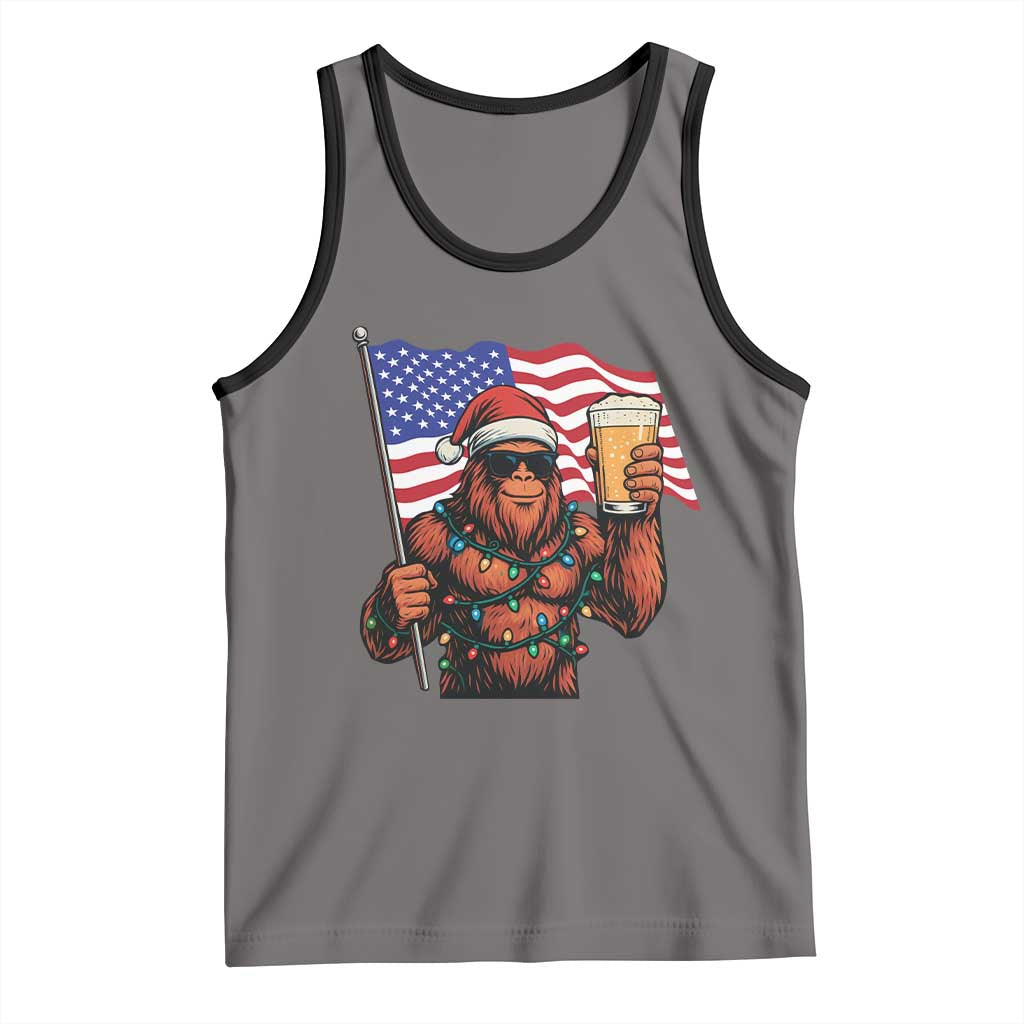 Bigfoot Beer Christmas Tank Top Sasquatch American Flag Patriotic TS14 Deep Heather Black Print Your Wear