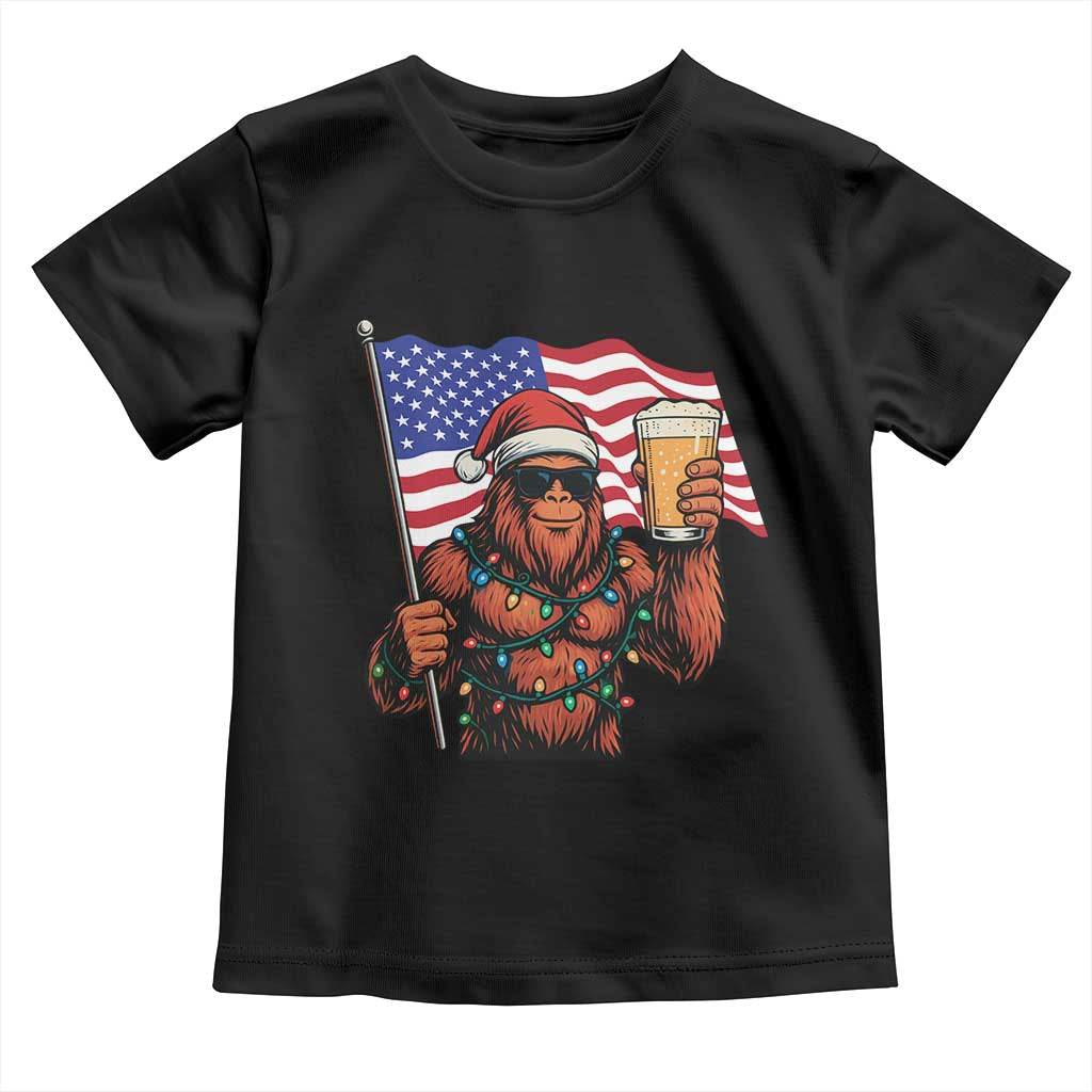 Bigfoot Beer Christmas Toddler T Shirt Sasquatch American Flag Patriotic TS14 Black Print Your Wear