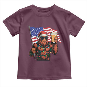 Bigfoot Beer Christmas Toddler T Shirt Sasquatch American Flag Patriotic TS14 Maroon Print Your Wear