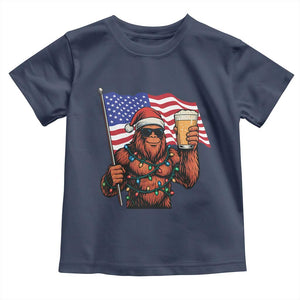 Bigfoot Beer Christmas Toddler T Shirt Sasquatch American Flag Patriotic TS14 Navy Print Your Wear