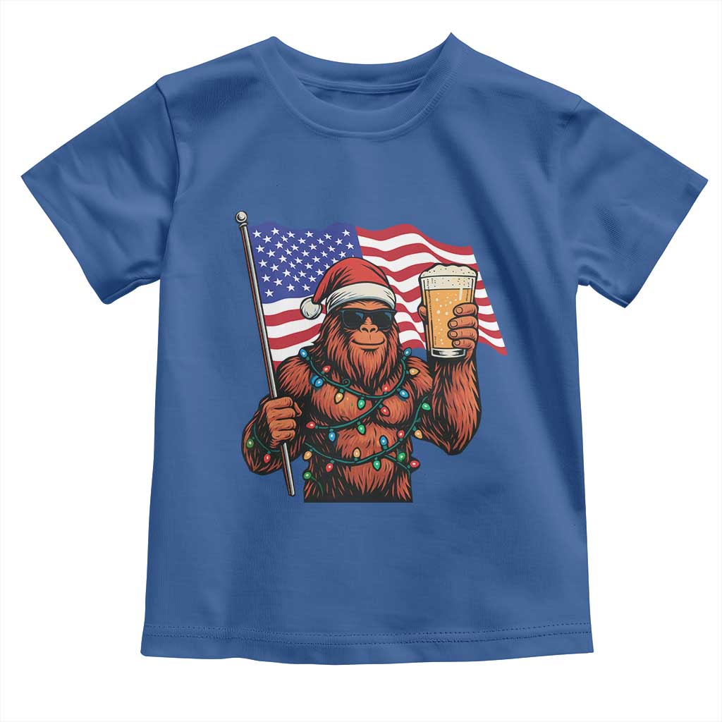 Bigfoot Beer Christmas Toddler T Shirt Sasquatch American Flag Patriotic TS14 Royal Blue Print Your Wear