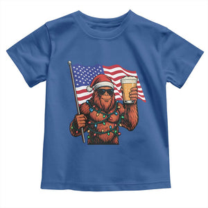Bigfoot Beer Christmas Toddler T Shirt Sasquatch American Flag Patriotic TS14 Royal Blue Print Your Wear