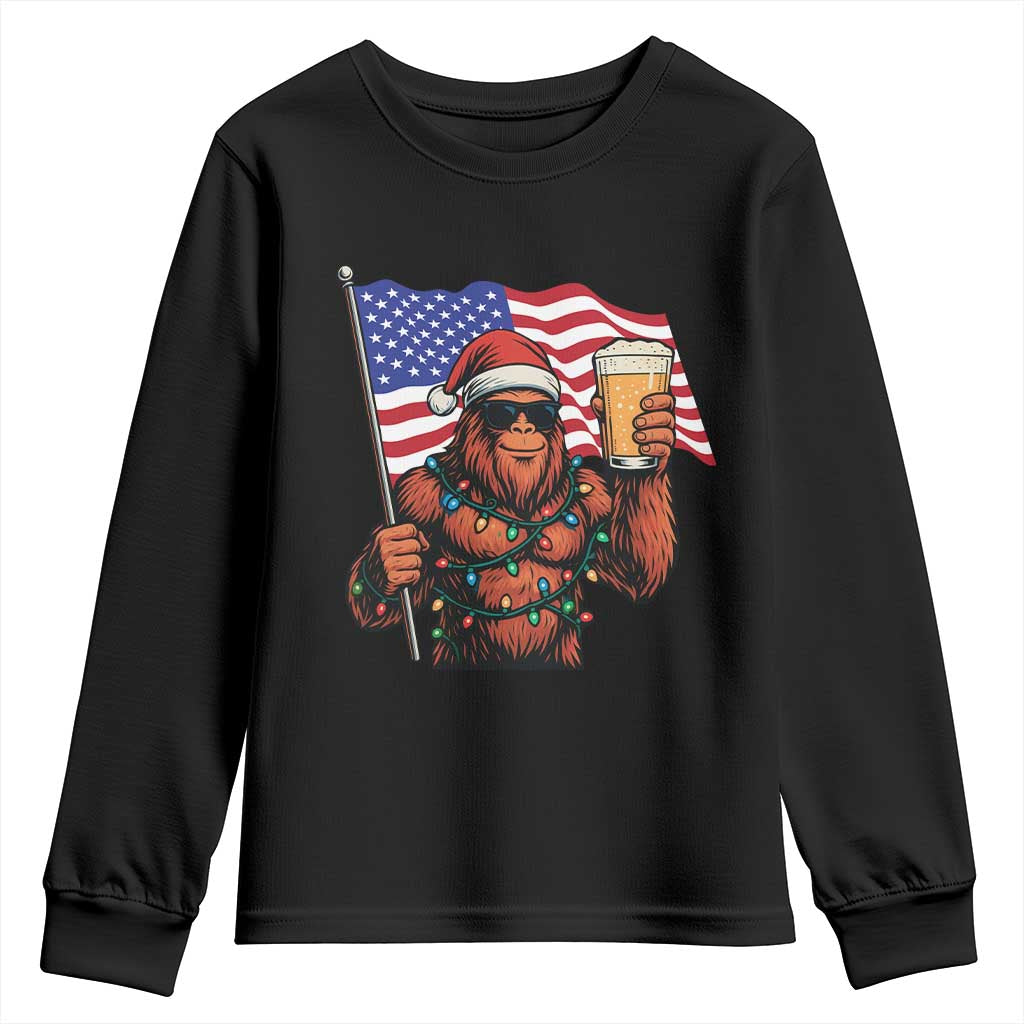 Bigfoot Beer Christmas Youth Sweatshirt Sasquatch American Flag Patriotic TS14 Black Print Your Wear