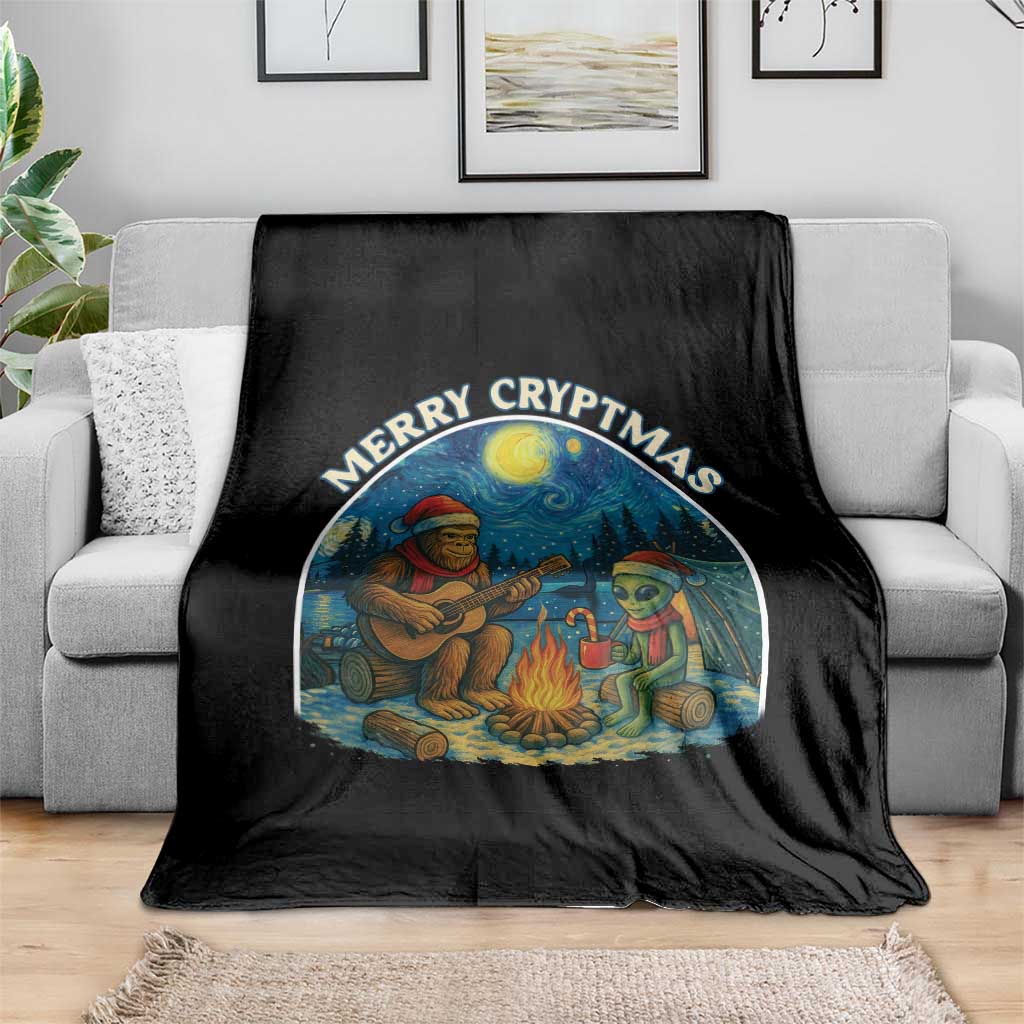 Funny Bigfoot Christmas Throw Blanket Sasquatch Alien Merry Cryptmas TS14 Print Your Wear