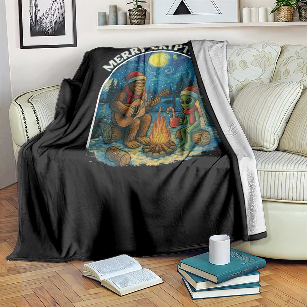 Funny Bigfoot Christmas Throw Blanket Sasquatch Alien Merry Cryptmas TS14 Print Your Wear