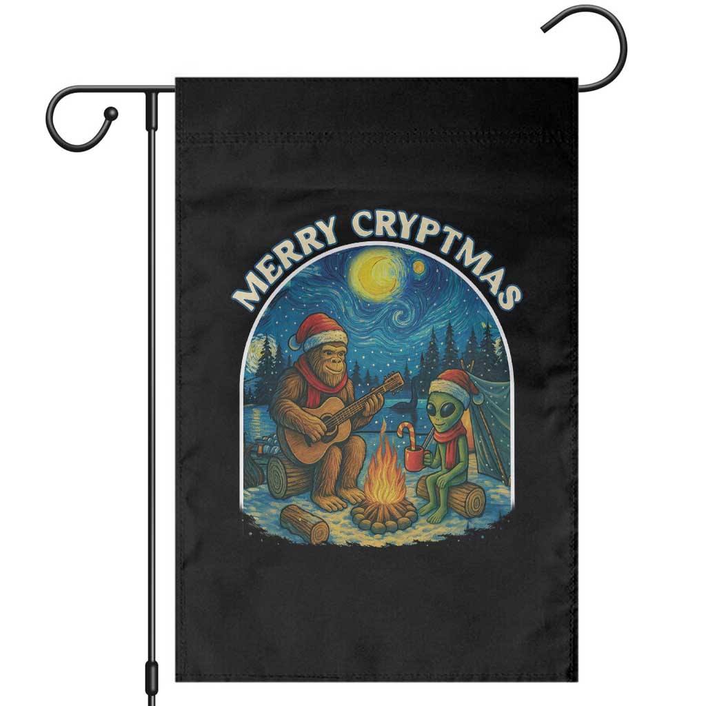 Funny Bigfoot Christmas Garden Flag Sasquatch Alien Merry Cryptmas TS14 Black Print Your Wear
