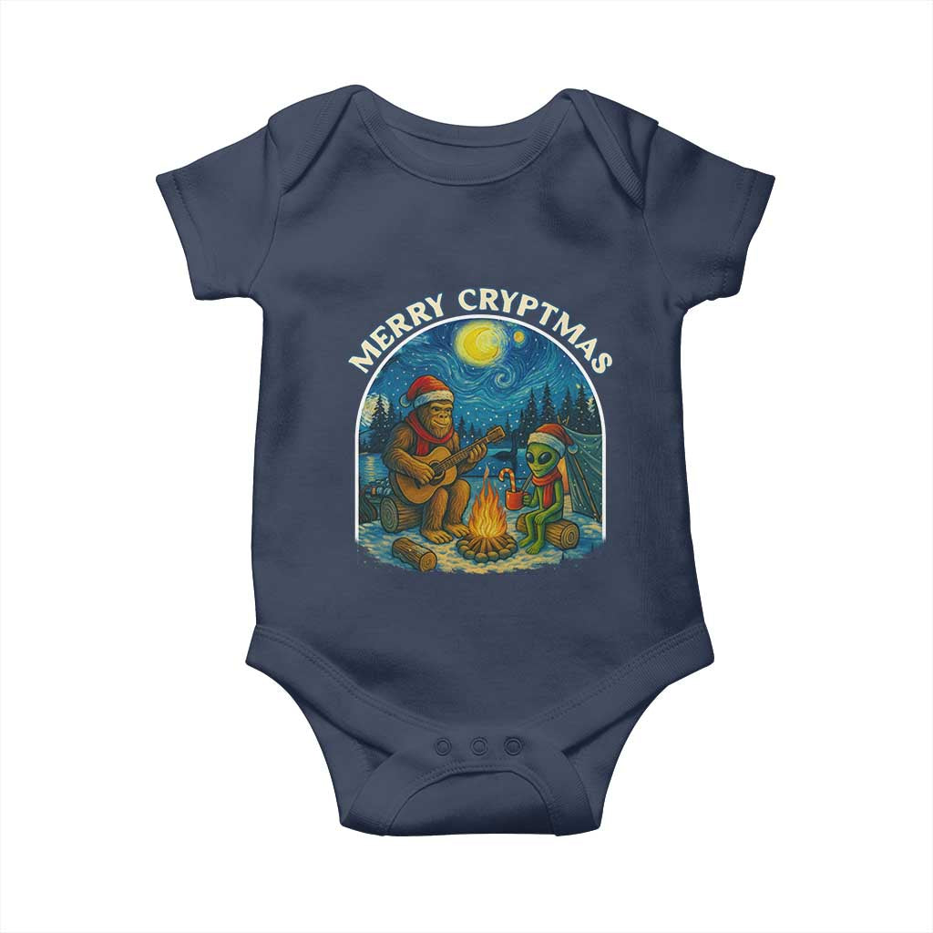 Funny Bigfoot Christmas Baby Onesie Sasquatch Alien Merry Cryptmas TS14 Navy Print Your Wear
