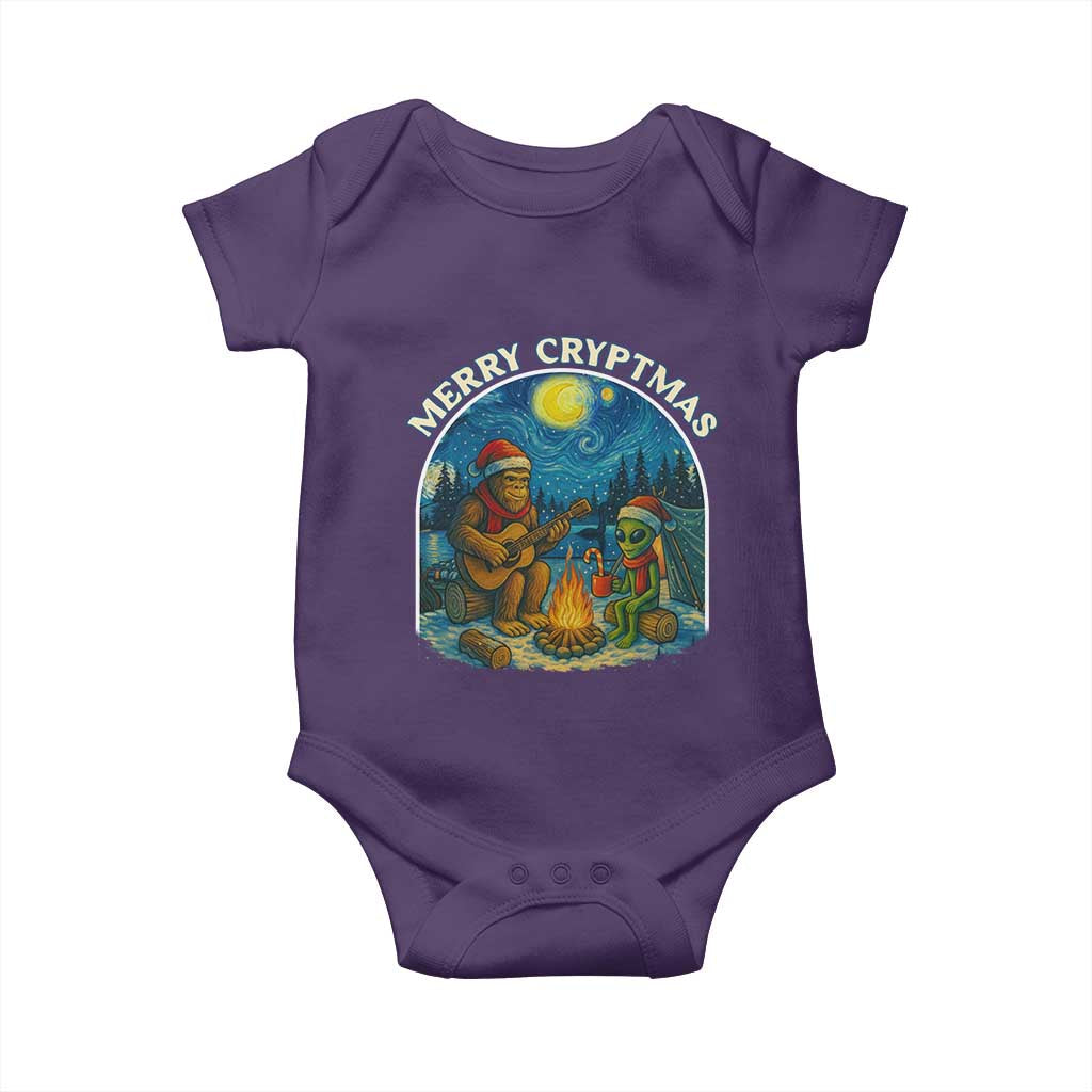 Funny Bigfoot Christmas Baby Onesie Sasquatch Alien Merry Cryptmas TS14 Purple Print Your Wear
