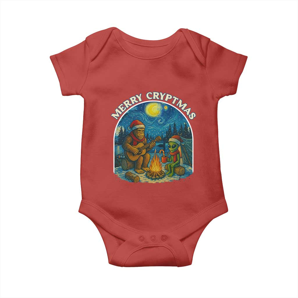 Funny Bigfoot Christmas Baby Onesie Sasquatch Alien Merry Cryptmas TS14 Red Print Your Wear