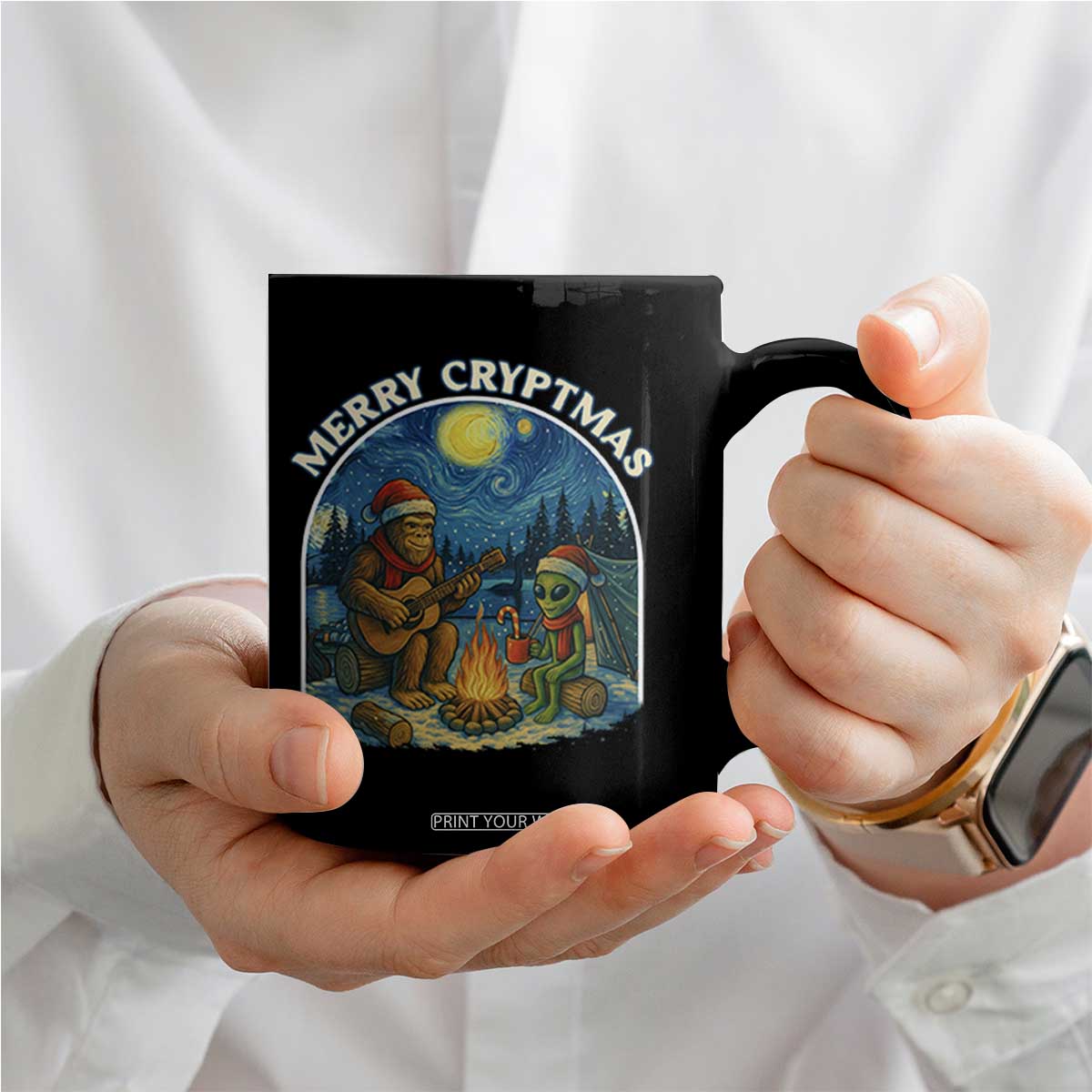Funny Bigfoot Christmas Coffee Mug Sasquatch Alien Merry Cryptmas TS14 Print Your Wear