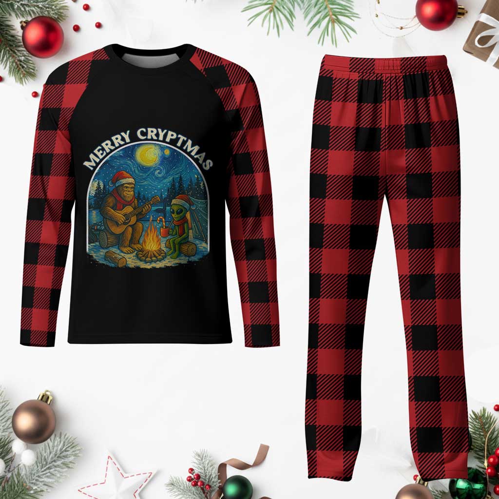 Funny Bigfoot Christmas Plaid Pajama Set Sasquatch Alien Merry Cryptmas TS14 Buffalo Plaid Print Your Wear