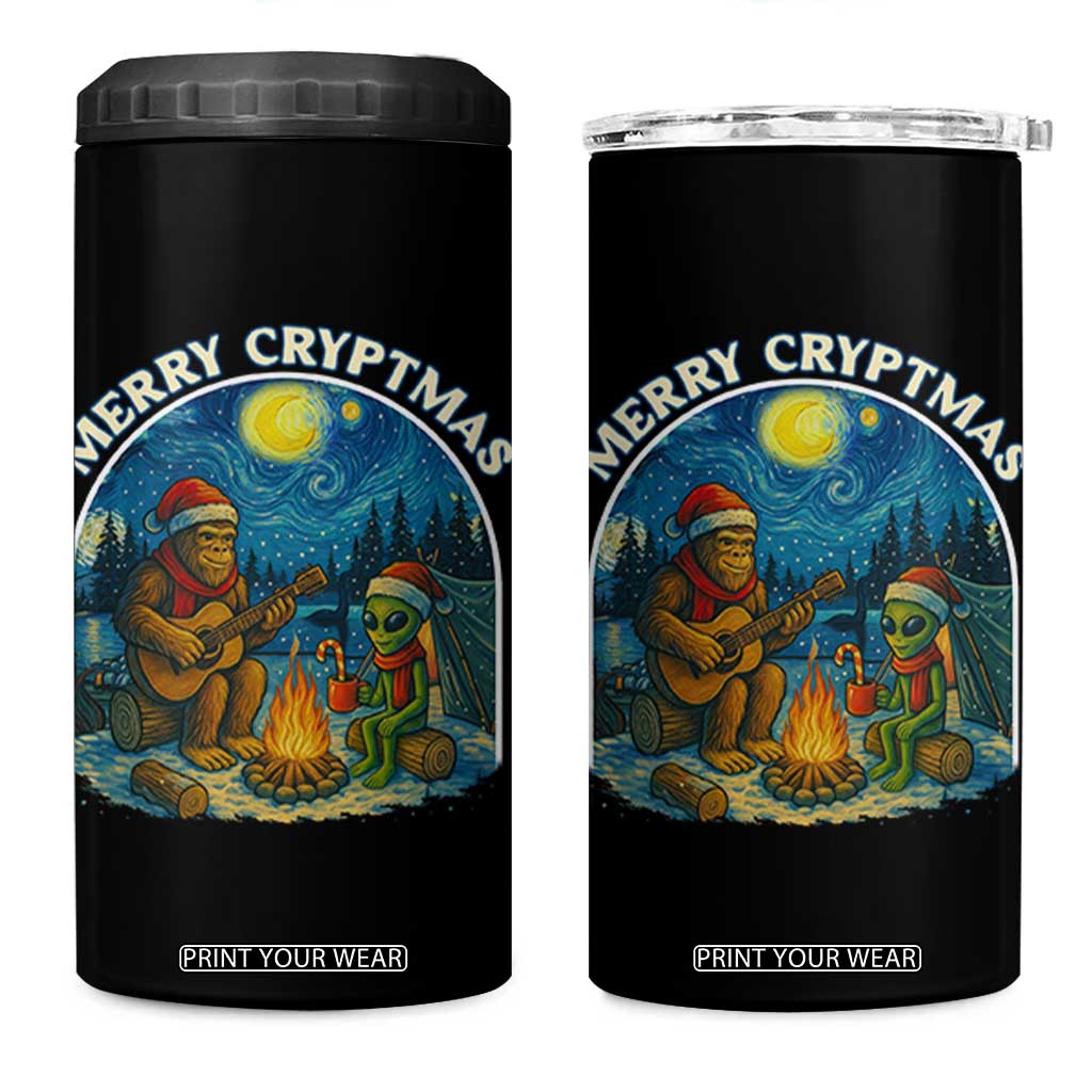 Funny Bigfoot Christmas 4 in 1 Can Cooler Tumbler Sasquatch Alien Merry Cryptmas TS14 One Size: 16 oz Black Print Your Wear