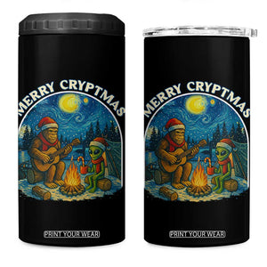 Funny Bigfoot Christmas 4 in 1 Can Cooler Tumbler Sasquatch Alien Merry Cryptmas TS14 One Size: 16 oz Black Print Your Wear