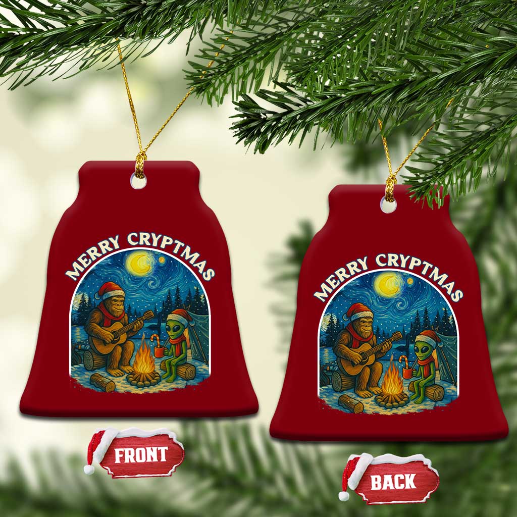 Funny Bigfoot Xmas Ceramic Ornament Sasquatch Alien Merry Cryptmas TS14 Print Your Wear