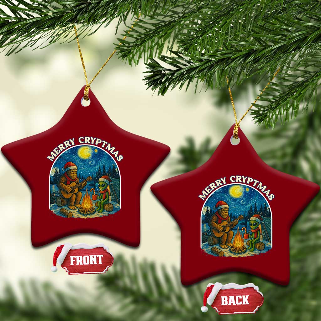 Funny Bigfoot Xmas Ceramic Ornament Sasquatch Alien Merry Cryptmas TS14 Print Your Wear