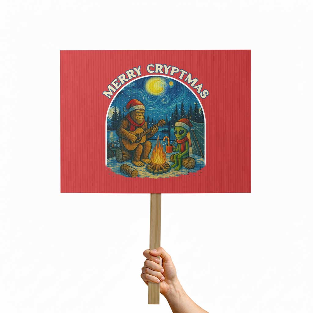 Funny Bigfoot Christmas Protest Sign Sasquatch Alien Merry Cryptmas TS14 Horizontal 18