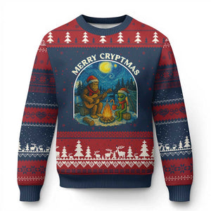 Funny Bigfoot Xmas Ugly Christmas Sweater Sasquatch Alien Merry Cryptmas TS14 Navy Red Print Your Wear