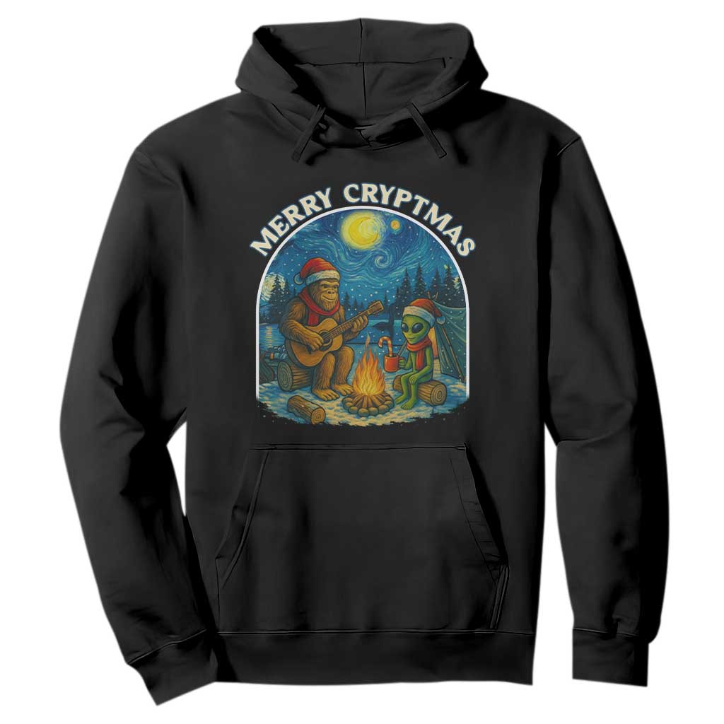 Funny Bigfoot Christmas Hoodie Sasquatch Alien Merry Cryptmas TS14 Black Print Your Wear