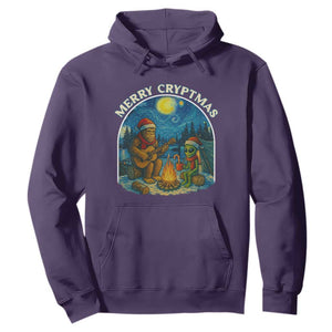 Funny Bigfoot Christmas Hoodie Sasquatch Alien Merry Cryptmas TS14 Purple Print Your Wear