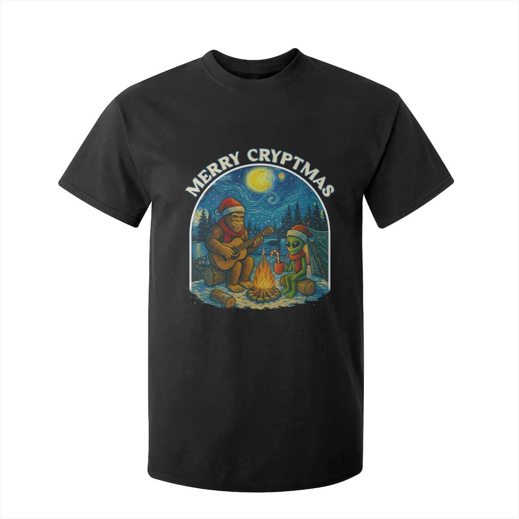 Funny Bigfoot Christmas T Shirt For Kid Sasquatch Alien Merry Cryptmas TS14 Black Print Your Wear