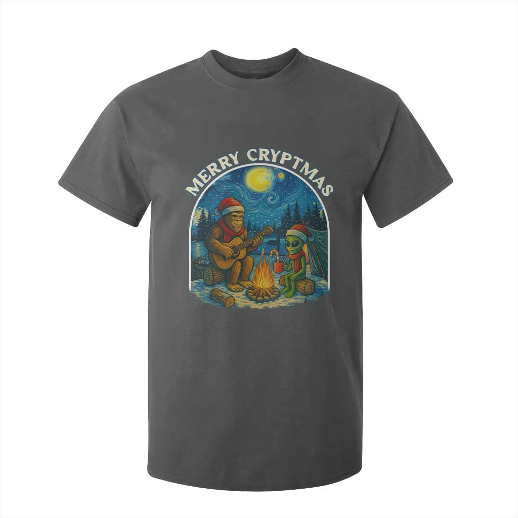 Funny Bigfoot Christmas T Shirt For Kid Sasquatch Alien Merry Cryptmas TS14 Dark Heather Print Your Wear