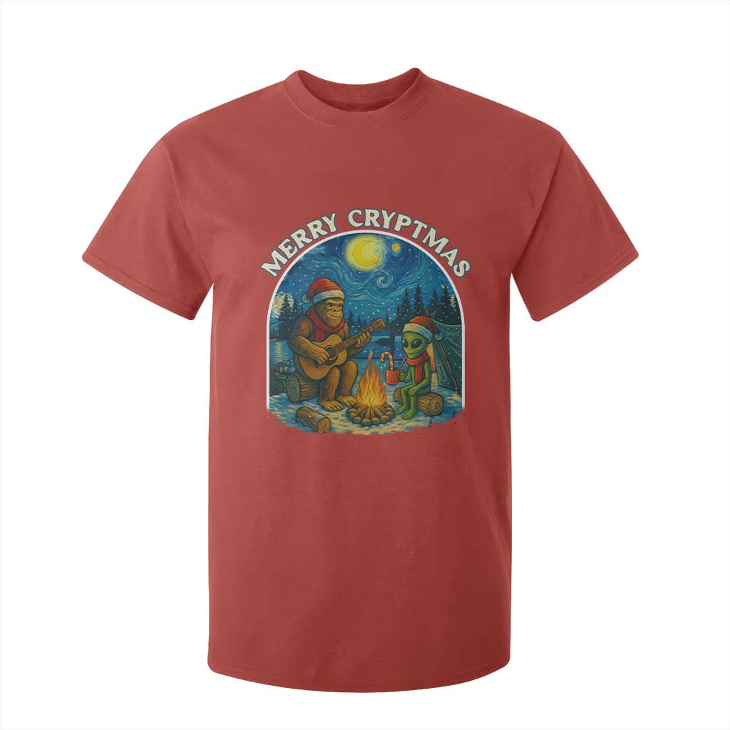 Funny Bigfoot Christmas T Shirt For Kid Sasquatch Alien Merry Cryptmas TS14 Red Print Your Wear