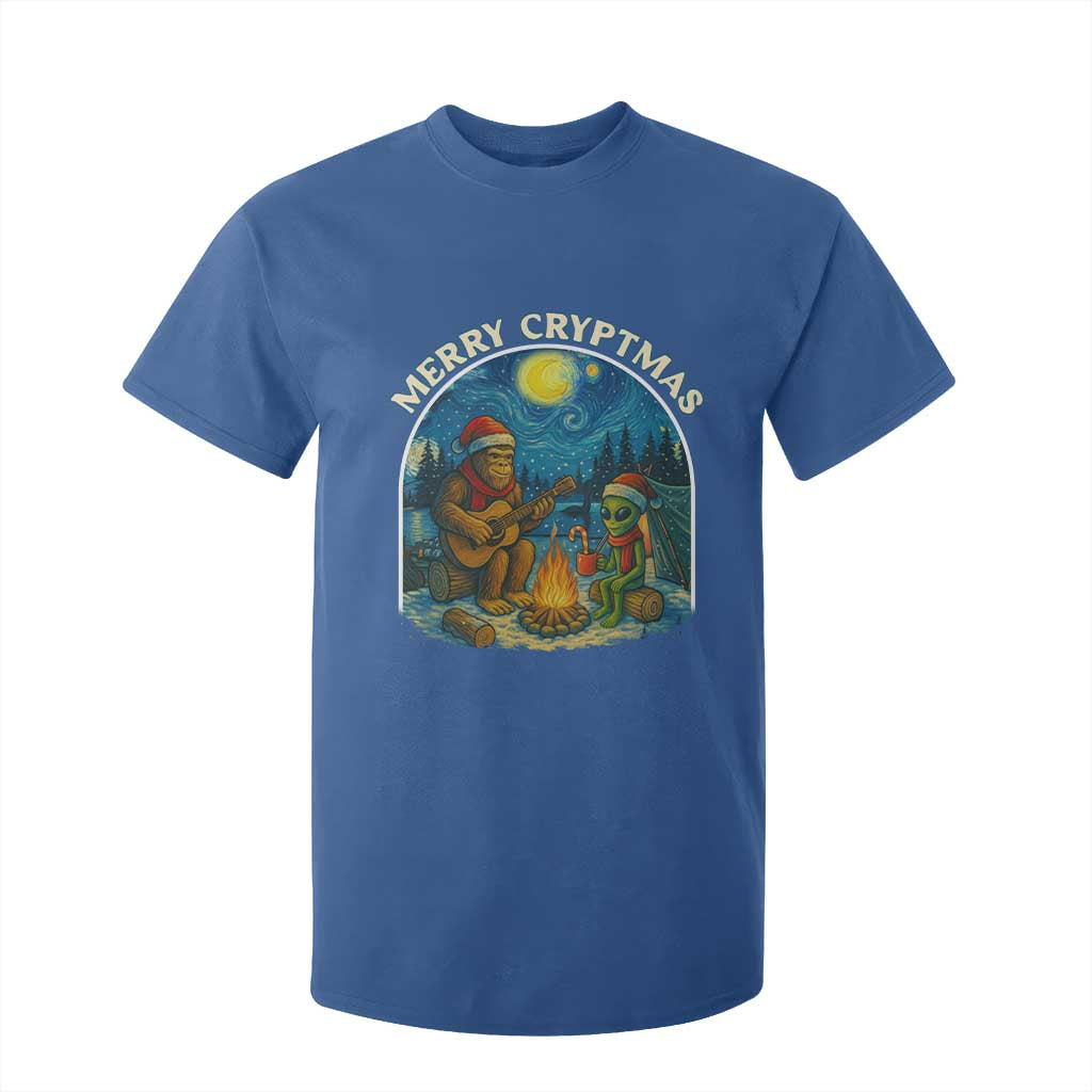 Funny Bigfoot Christmas T Shirt For Kid Sasquatch Alien Merry Cryptmas TS14 Royal Blue Print Your Wear