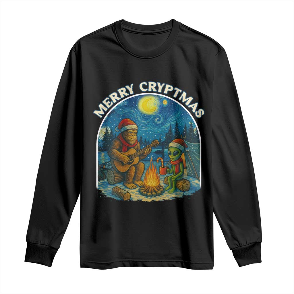 Funny Bigfoot Christmas Long Sleeve Shirt Sasquatch Alien Merry Cryptmas TS14 Black Print Your Wear