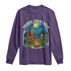 Funny Bigfoot Christmas Long Sleeve Shirt Sasquatch Alien Merry Cryptmas TS14 Purple Print Your Wear