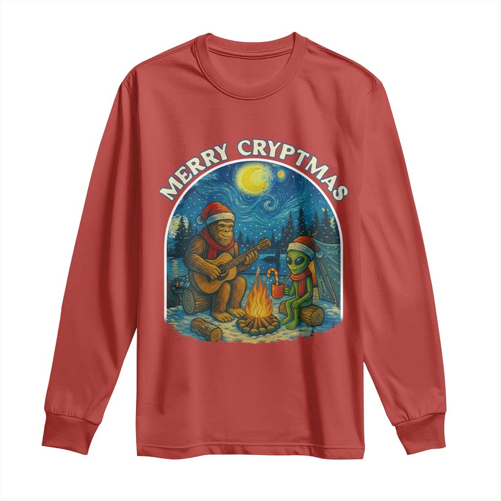 Funny Bigfoot Christmas Long Sleeve Shirt Sasquatch Alien Merry Cryptmas TS14 Red Print Your Wear