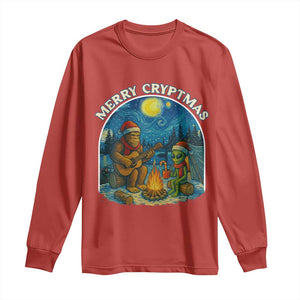 Funny Bigfoot Christmas Long Sleeve Shirt Sasquatch Alien Merry Cryptmas TS14 Red Print Your Wear