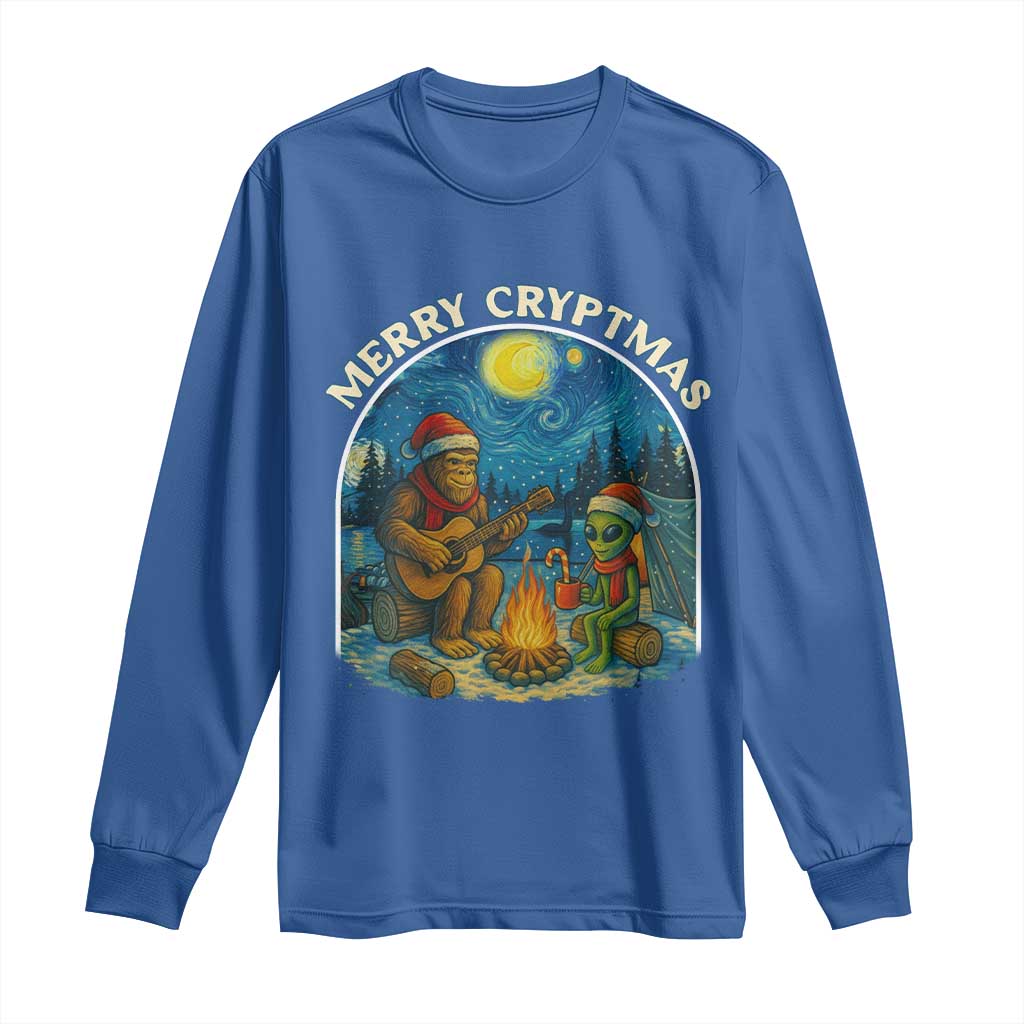 Funny Bigfoot Christmas Long Sleeve Shirt Sasquatch Alien Merry Cryptmas TS14 Royal Blue Print Your Wear