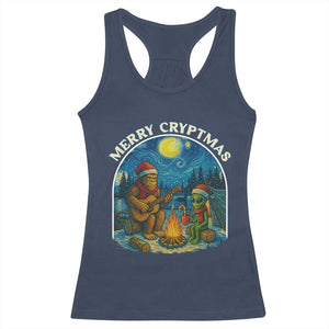 Funny Bigfoot Christmas Racerback Tank Top Sasquatch Alien Merry Cryptmas TS14 Navy Print Your Wear