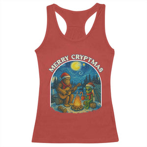 Funny Bigfoot Christmas Racerback Tank Top Sasquatch Alien Merry Cryptmas TS14 Red Print Your Wear