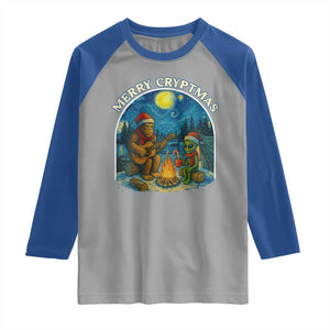 Funny Bigfoot Christmas Raglan Shirt Sasquatch Alien Merry Cryptmas TS14 Sport Gray Royal Print Your Wear
