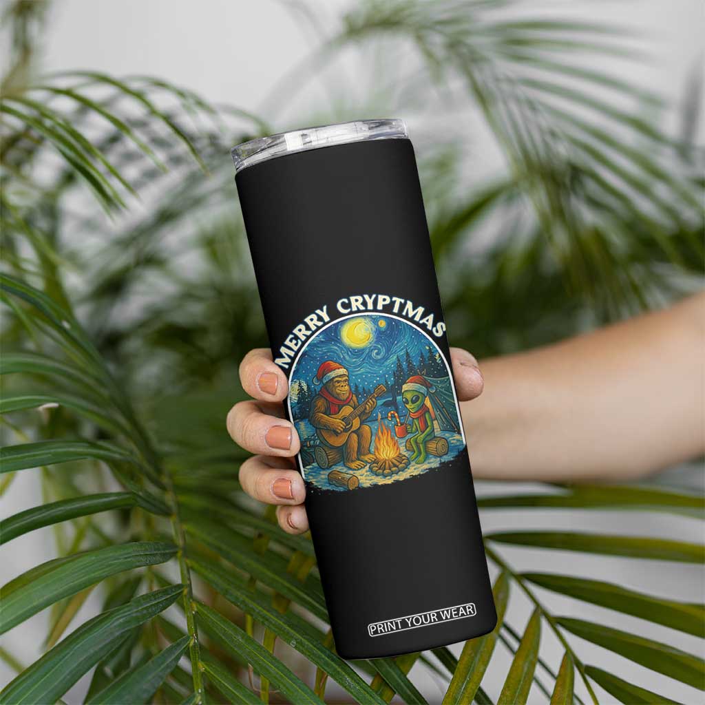 Funny Bigfoot Christmas Skinny Tumbler Sasquatch Alien Merry Cryptmas TS14 Print Your Wear