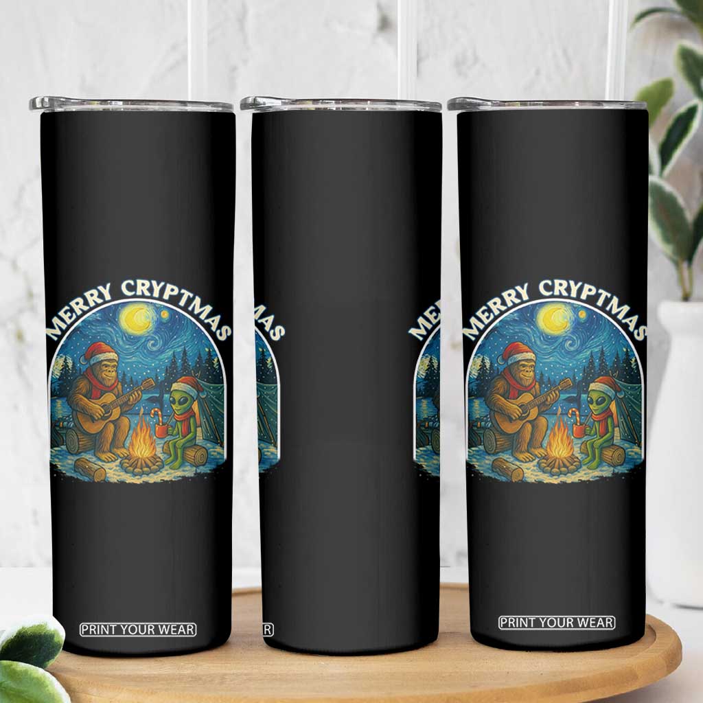 Funny Bigfoot Christmas Skinny Tumbler Sasquatch Alien Merry Cryptmas TS14 Print Your Wear