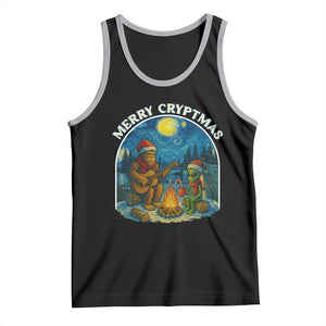 Funny Bigfoot Christmas Tank Top Sasquatch Alien Merry Cryptmas TS14 Black Athletic Heather Print Your Wear