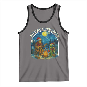 Funny Bigfoot Christmas Tank Top Sasquatch Alien Merry Cryptmas TS14 Deep Heather Black Print Your Wear