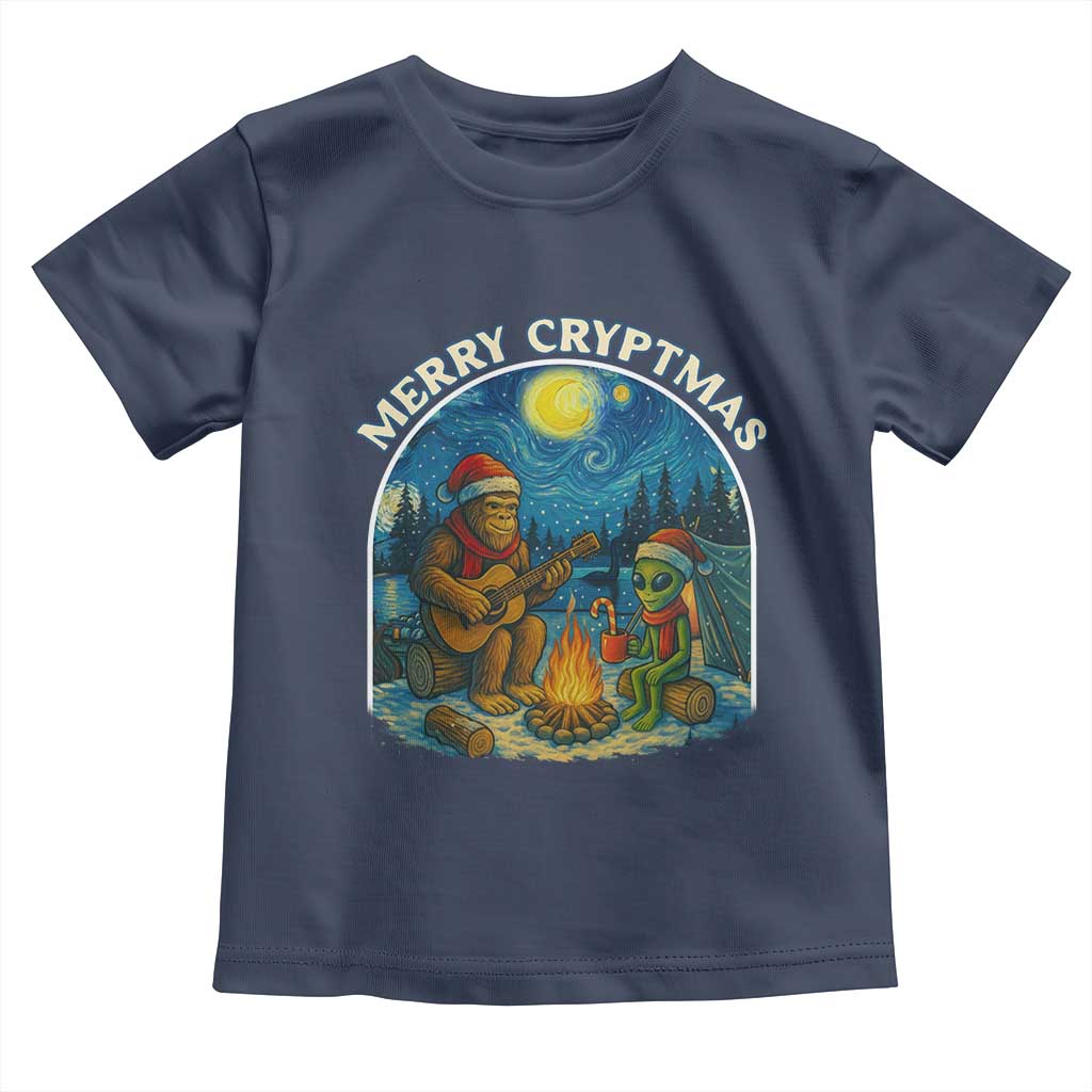 Funny Bigfoot Christmas Toddler T Shirt Sasquatch Alien Merry Cryptmas TS14 Navy Print Your Wear