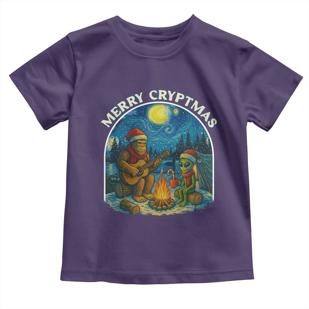 Funny Bigfoot Christmas Toddler T Shirt Sasquatch Alien Merry Cryptmas TS14 Purple Print Your Wear