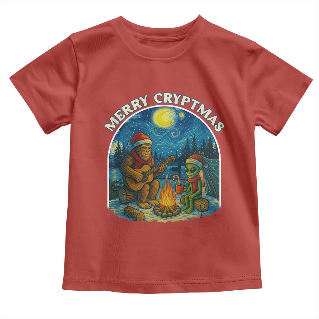Funny Bigfoot Christmas Toddler T Shirt Sasquatch Alien Merry Cryptmas TS14 Red Print Your Wear