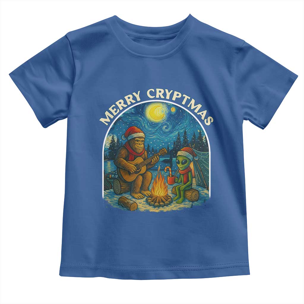 Funny Bigfoot Christmas Toddler T Shirt Sasquatch Alien Merry Cryptmas TS14 Royal Blue Print Your Wear