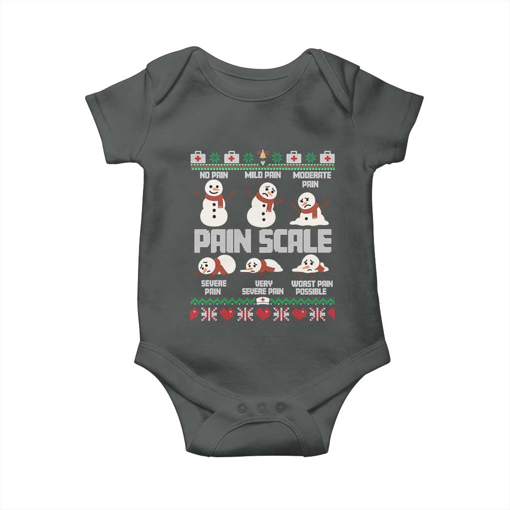 Pain Scale Snowman Baby Onesie Funny ICU Nurse Christmas TS14 Dark Heather Print Your Wear