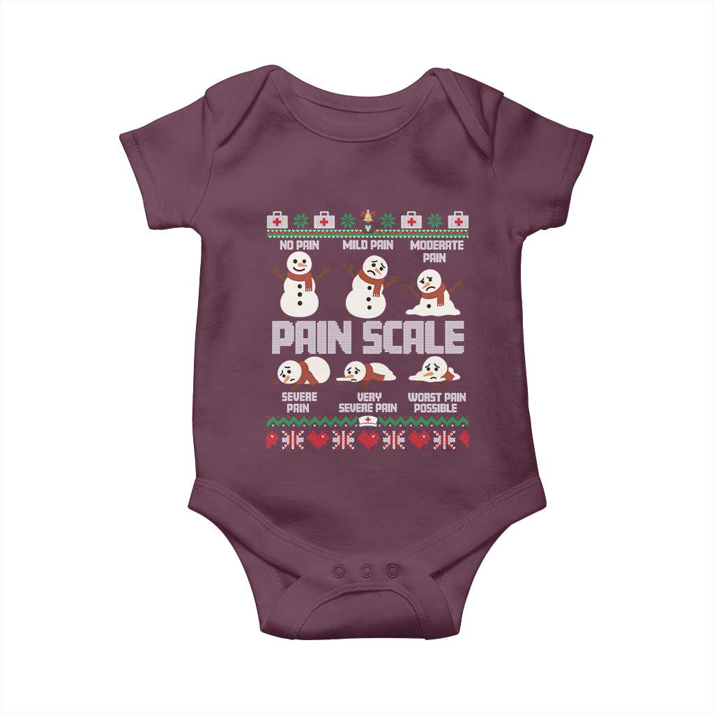 Pain Scale Snowman Baby Onesie Funny ICU Nurse Christmas TS14 Maroon Print Your Wear