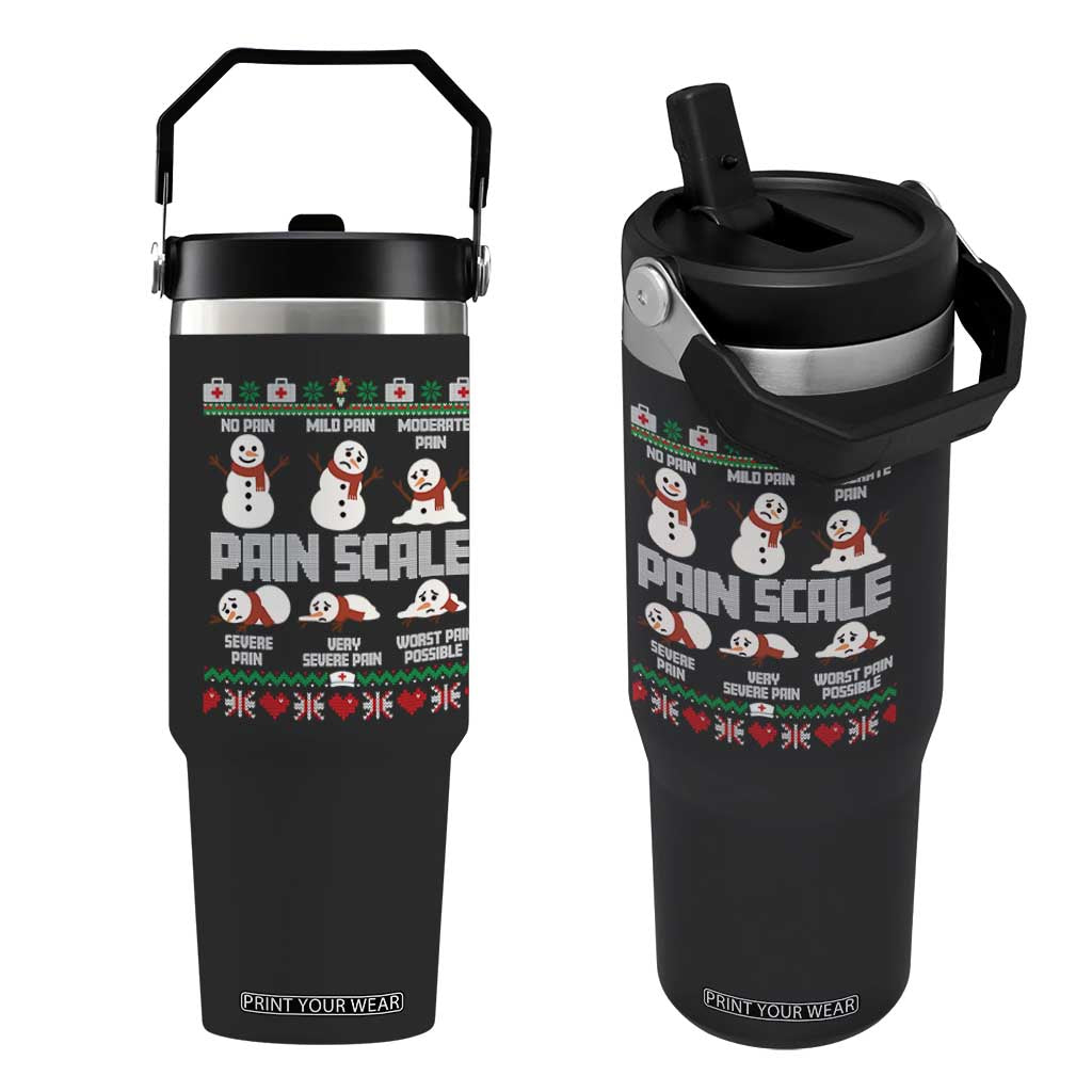 Pain Scale Snowman Flip Straw Tumbler Funny ICU Nurse Christmas TS14 One Size: 30 oz Black Print Your Wear
