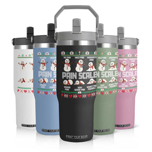 Pain Scale Snowman Flip Straw Tumbler Funny ICU Nurse Christmas TS14 Print Your Wear
